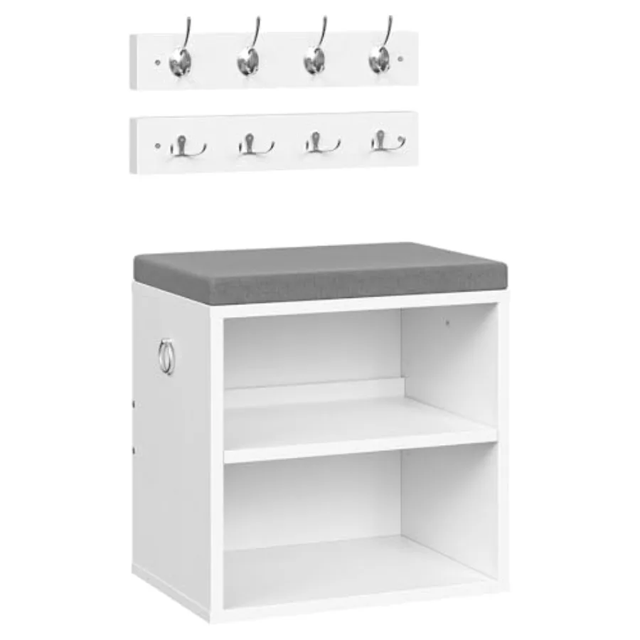 

Shoe Storage Bench with Cushion, Entryway Bench with Coat Rack Set, Small Shoe Storage Organizer with Adjustable Shelf, for Nar
