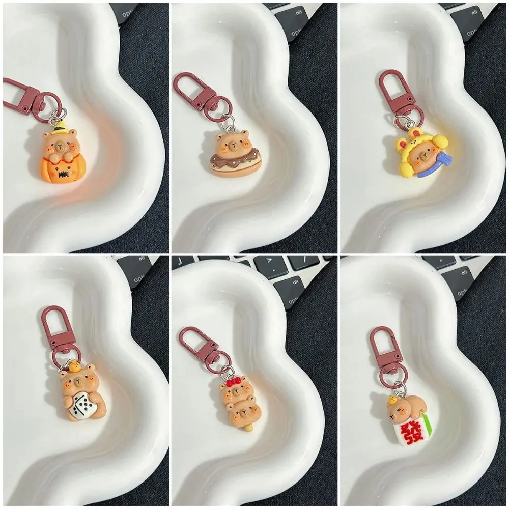 Capibara Pumpkin Capibara portachiavi Fashion Resin Cute Donut Kapibara Pendant Mahjong Creative Capibara Bag Hanging Bag Hanging