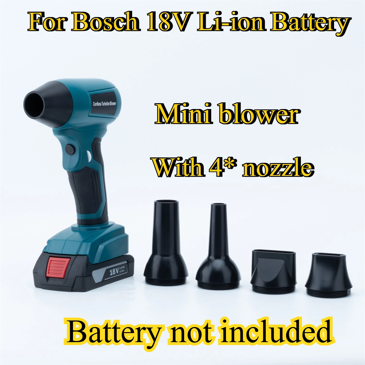 For Bosch 18V Li-ion Battery Jet Blower Turbo Fan 130000 RPM 4-Speed Control Portable Wireless Handheld Air Blower Hair Dryer