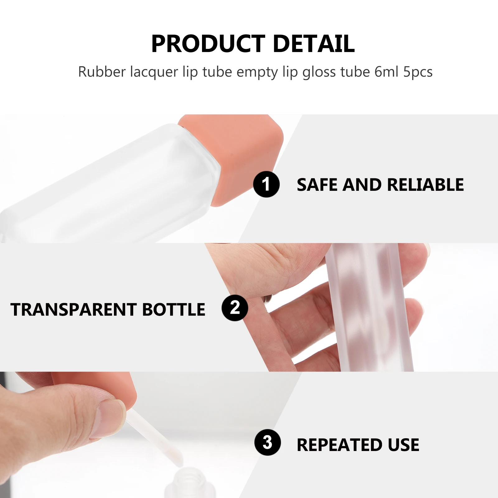 

5Pcs Lip Gloss Tubes Mini Cylindrical Sub Bottles Easy Transfer Leak Proof Travel Use Empty Lip Gloss Bottles Refillable