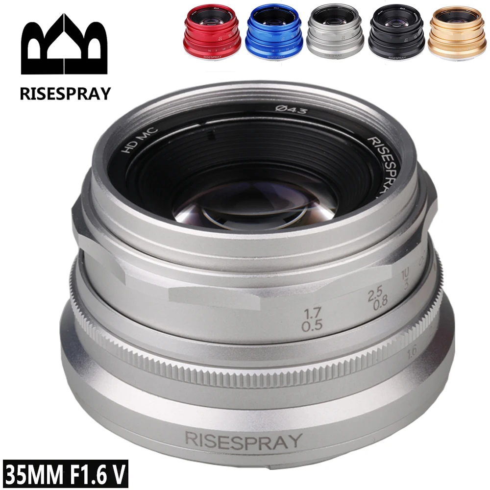 

RISESPRAY 35mm F1.6 V APS-C Prime Manual Focus Lens for Sony E A6600 6500 Fuji XF Canon EOS-M M50 Panasonic/Olympus Micro 4/3