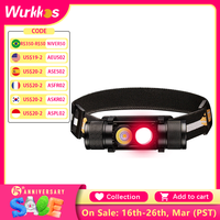 H25LR LED 90 High CRI Rechargeable Waterproof Headlamp Powerful Lightweight Head Flashlight with Bright White Light+Red 660nm