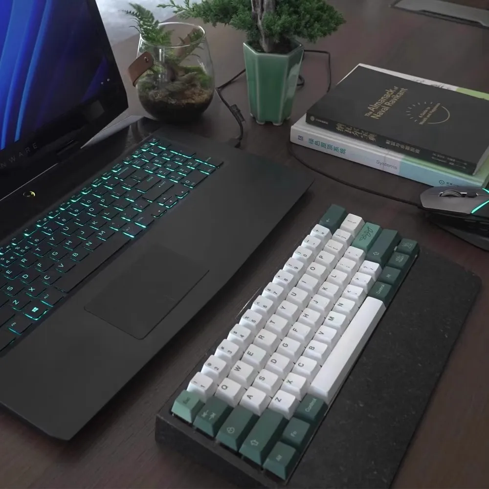 GH60 Keyboard Case Jade Marble CNC Plam Rest GH60 Universal Walnut Resin Cover Mechanical Keyboard Box DIY Gaming Accessories