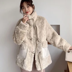 Faux Fur Coat for Women, Loose Thicken Warm Outwear, Casual Stand Neck Jacket, All-match Outcoat, Winter Fashion, New, 2024
