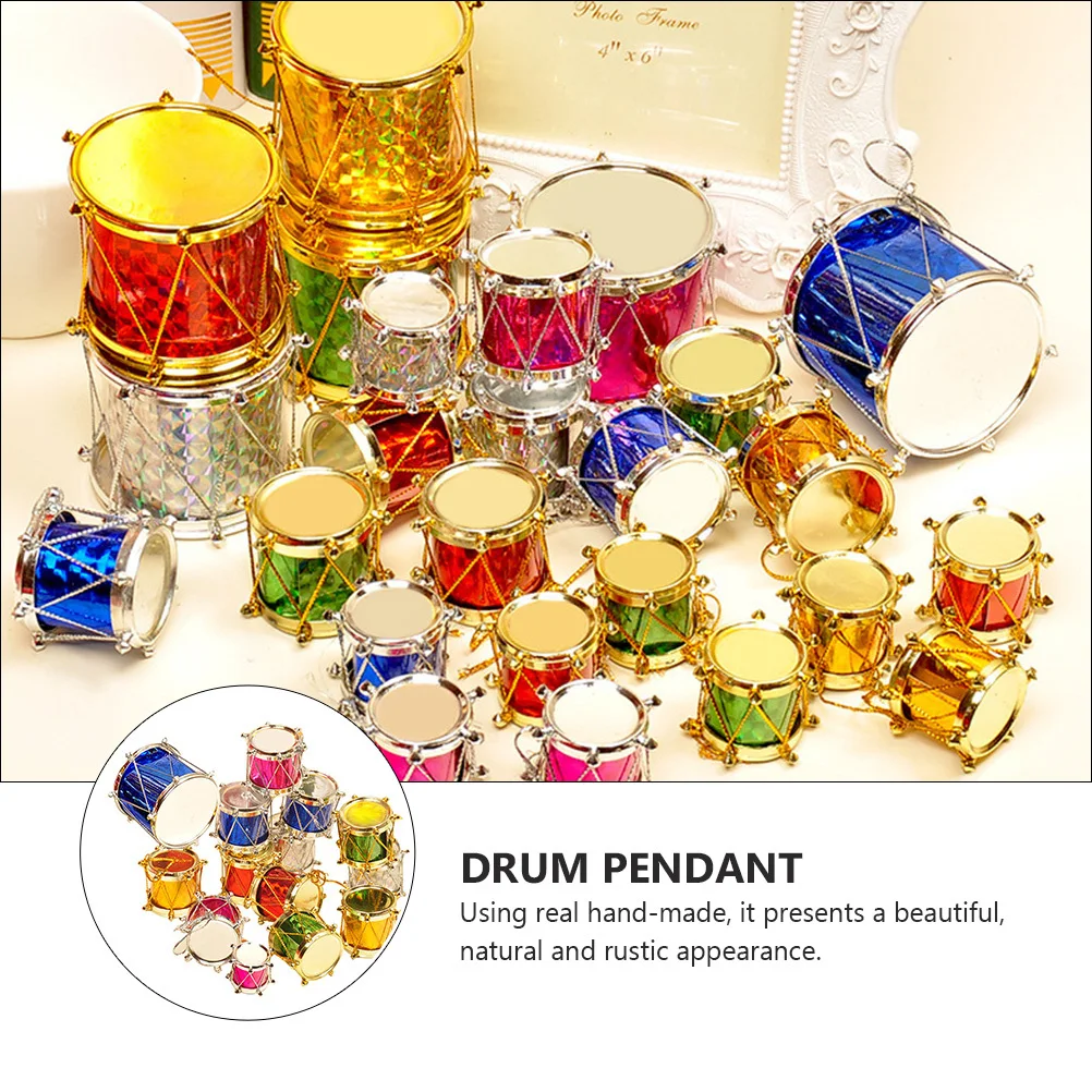 

30 Pcs Drum Shaped Hanging Pendants for Christmas Tree Decor Xmas Party Drop Ornaments Holiday Decorative Accessories 5x5x4cm