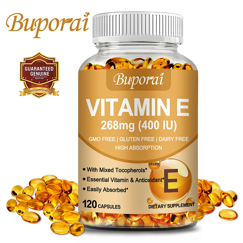 

Vitamin E 268mg - Brightens Skin, Tightens The Skin, Reduce Wrinkles, Antioxidant, Supports Skin, Heart & Cardiovascular Health