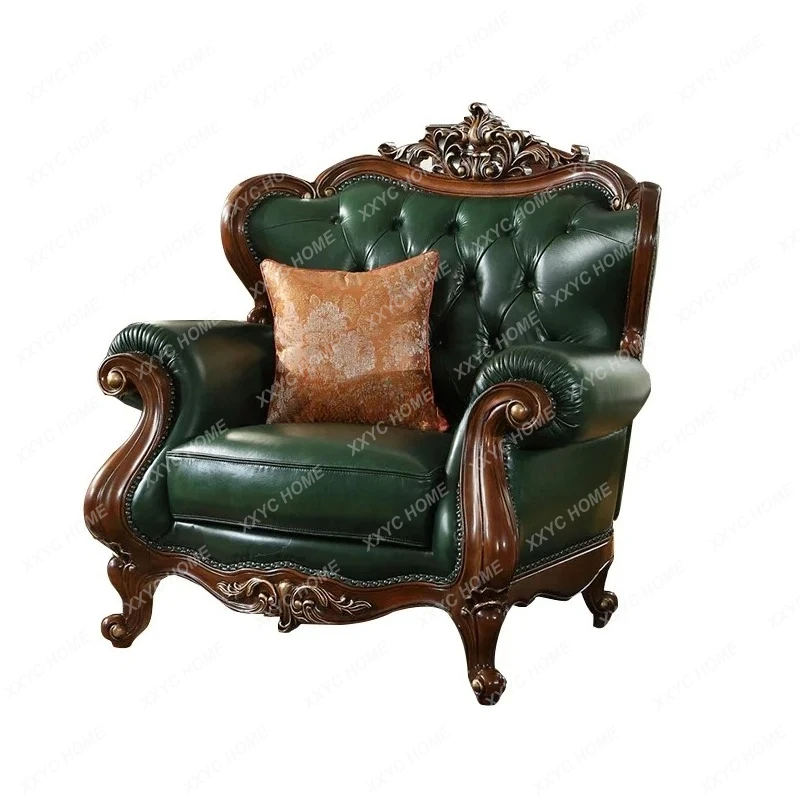 LSofa Combination Solid Wood Large Apartment  Luxury First Layer Leather