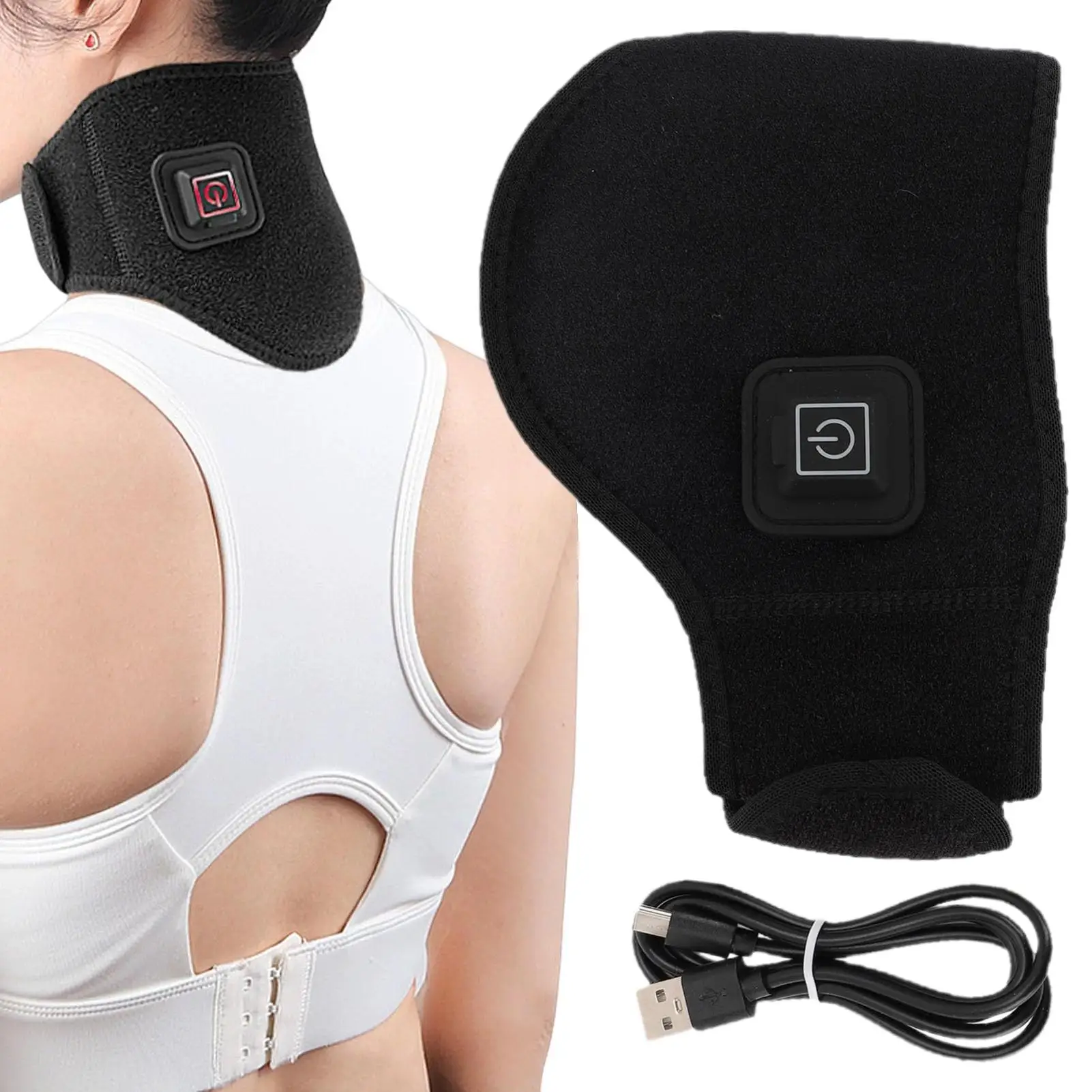 

USB Heated Neck Wrap With 3-Temp Settings & Adjustable Strap Cervical Pain Relief For Office, Travel, Home Use, Men & Women