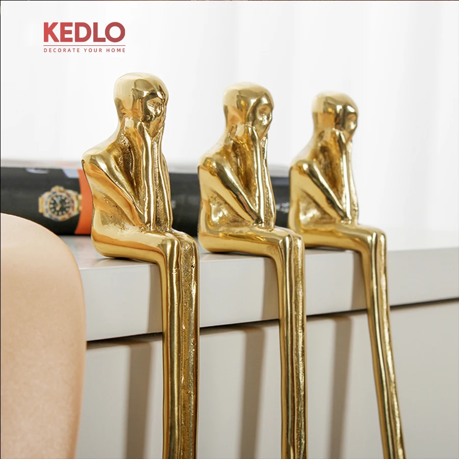 KEDLO Kreativer Massiver Messing-Griff im Denker-Design für Küchenschränke, Goldener Schubladengriff, Silberner Griff – Detail 5