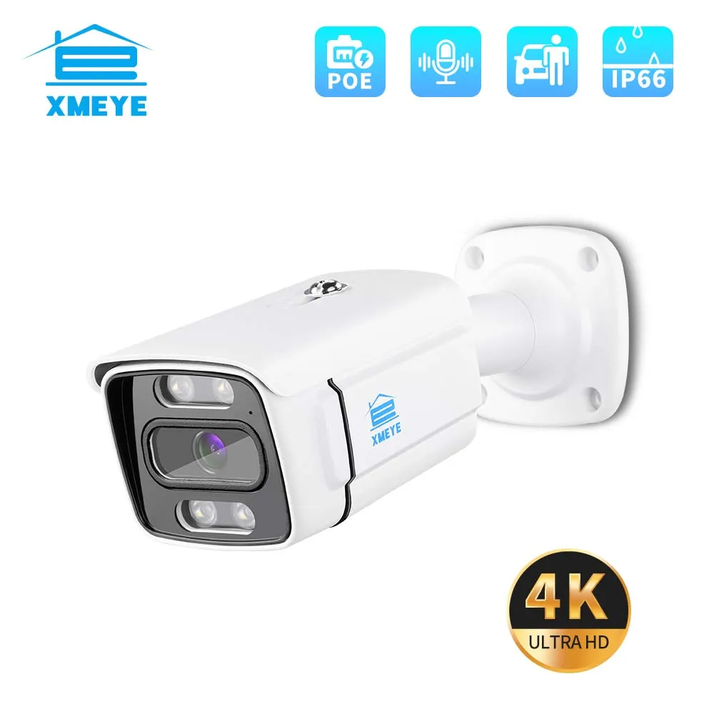 XMEYE 4K 8MP POE IP Camera Two-way Audio & Dual Light Source CCTV Security Video Surveillance Waterproof Outdoor IR XMB80M