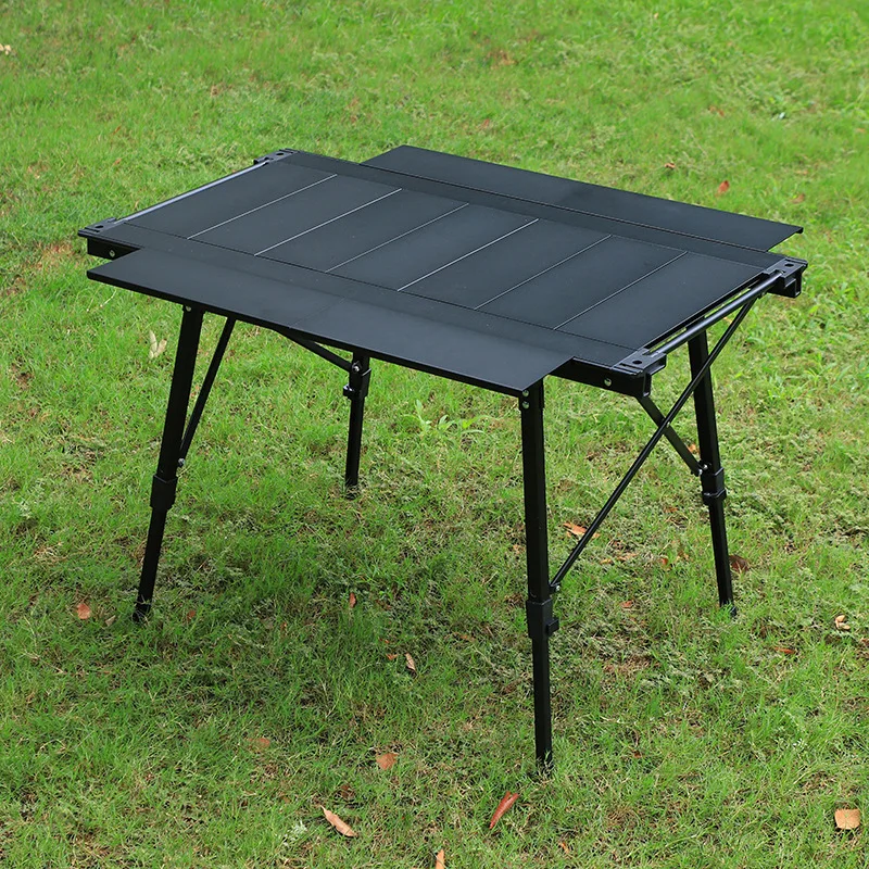 

Outdoor foldable aluminum alloy height adjustable table, suitable for camping, picnic, barbecue, aluminum Oxford cloth