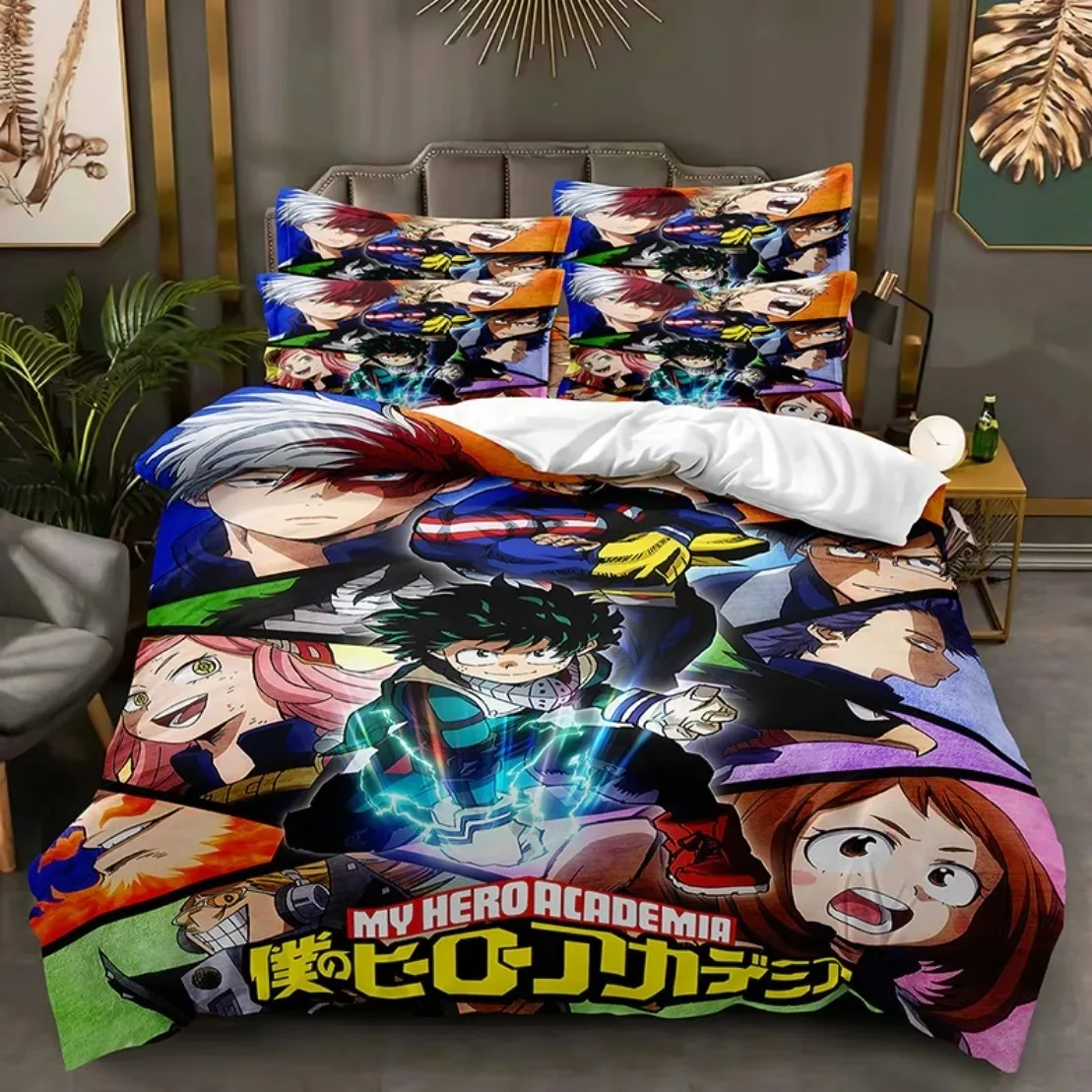 Hero Academia Duvet Cover Set,NEW Hero Academia Bedding Set Anime Comfortable Quilt Cover Single Double Queen Twin Full Size