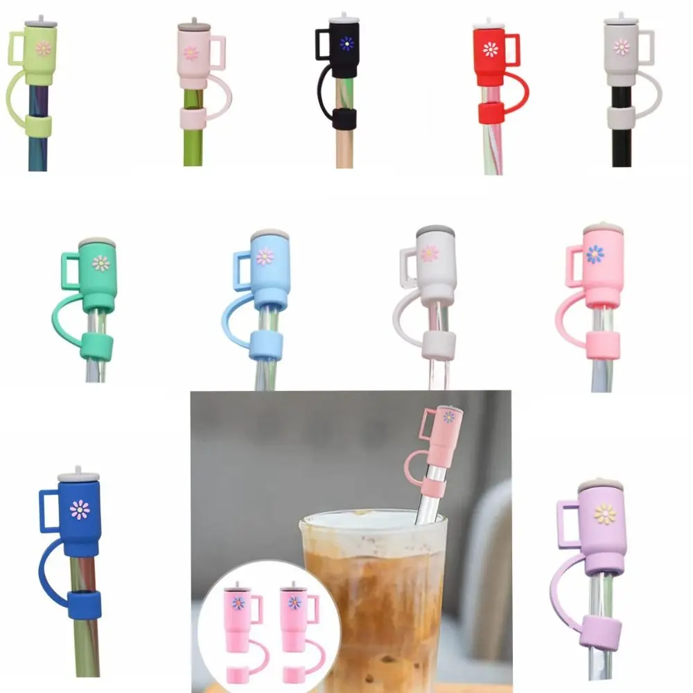 Straw Covers Cap Silicone Reusable Cup Shaped Straw Toppers Straw Plug for 30&40 Oz Creative Cute Cup Accessory