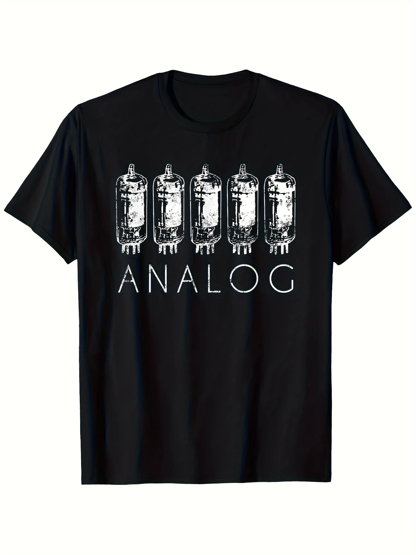 Retro-Style Graphic Tee Featuring A Vintage Vacuum Tube Radio and Amplifier Design, Made From Heavyweight 180Gsm