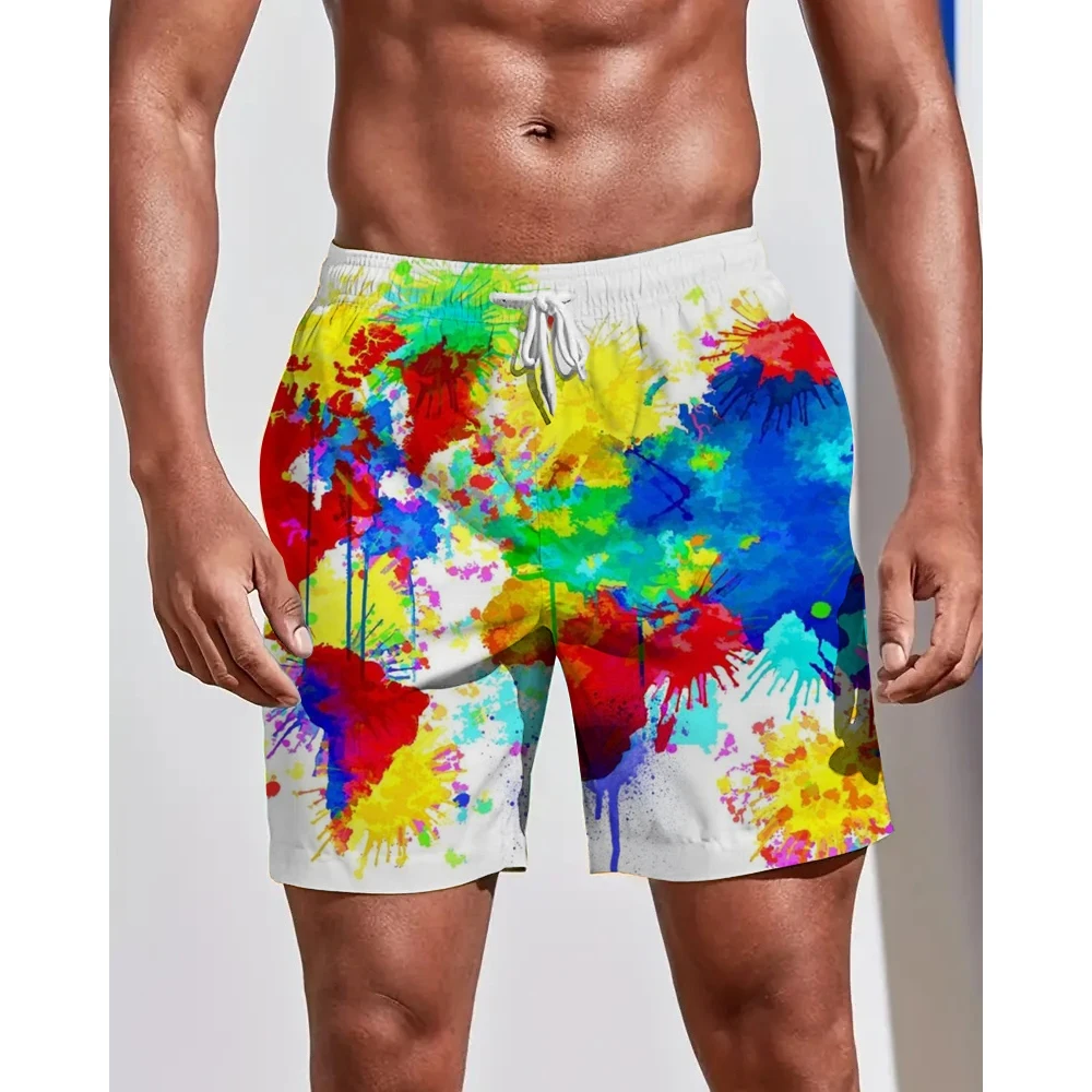 Pantalones cortos con estampado 3D de Graffiti para hombre, pantalones de playa, natación, cómodos, secado rápido, moda joven, Verano