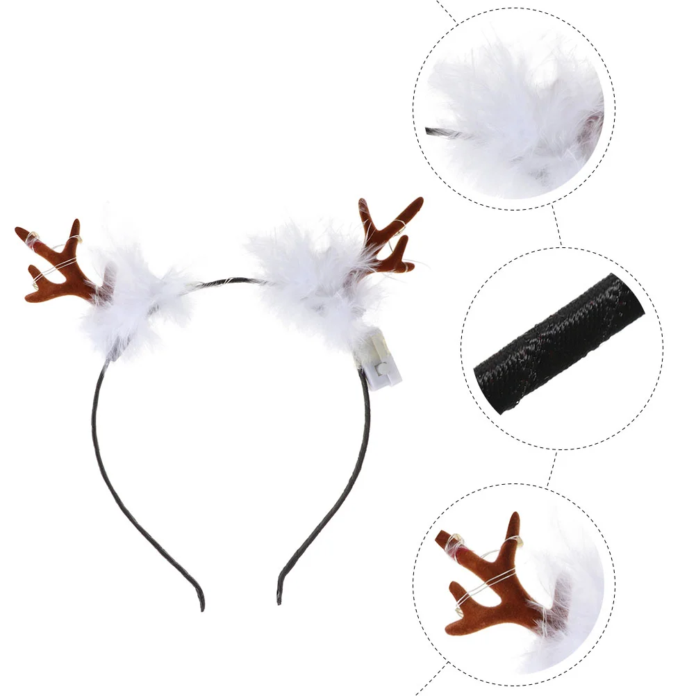 6 Pcs Luminous Antler Headband Costume Prop Glowing Hair Wear Xmas Headdress Festival Party Plastic