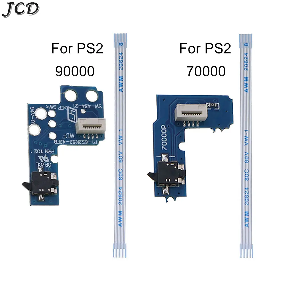 Placa PCB de interruptor de alimentación JCD para PS2 70000/90000, placa de encendido y apagado, placa de interruptor de reinicio, Cable de cinta flexible para Sony PS2 70000 90000