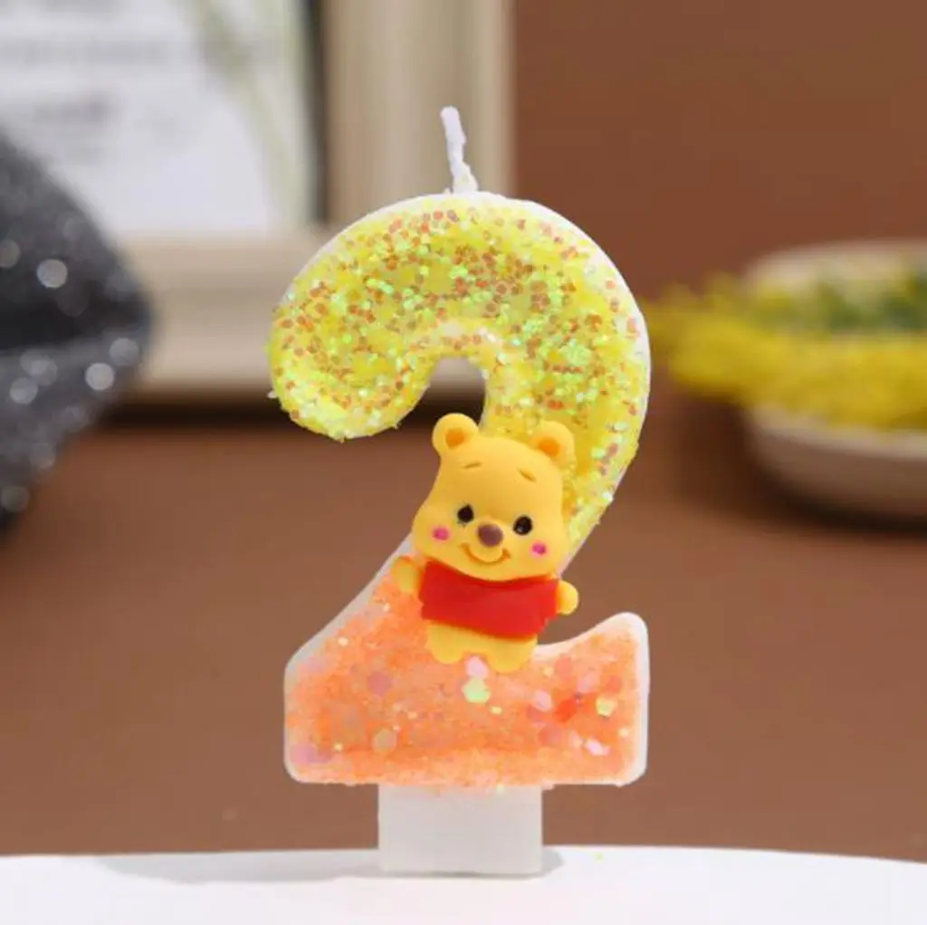 

Winnie the Pooh Anime Number Candles 0-9 Cute Birthday Cake Topper Digital Candle for Boys Girls Party Decoration Gifts