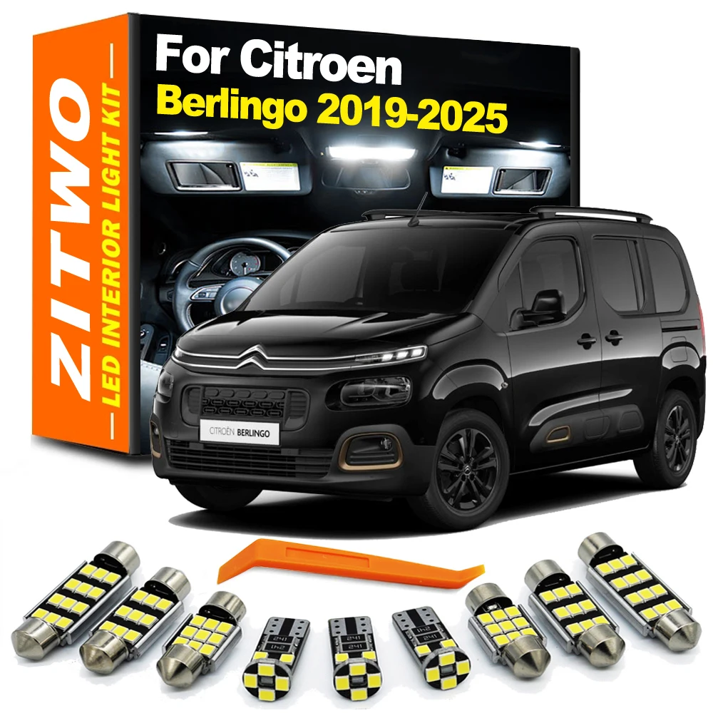 16Pcs Vehicle LED Bulb Interior Dome Map Reading License Plate Light Kit For Citroen Berlingo 2019 2020 2021 2022 2023 2024 2025