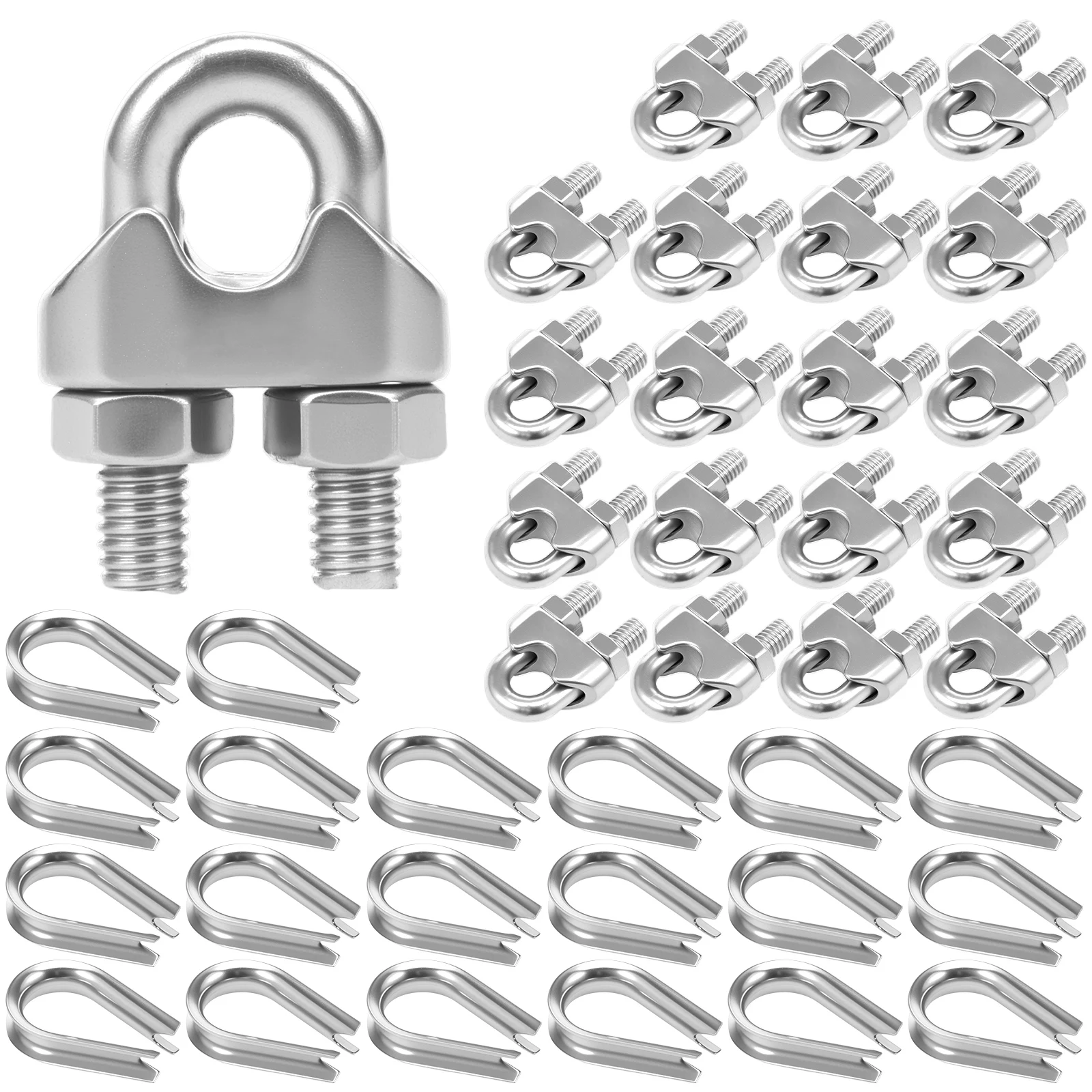 

20Pcs U Type Steel Wire Rope Clamp Fixing Clip Cable Sleeve Clip 304 Stainless Steel Hardware Accessories