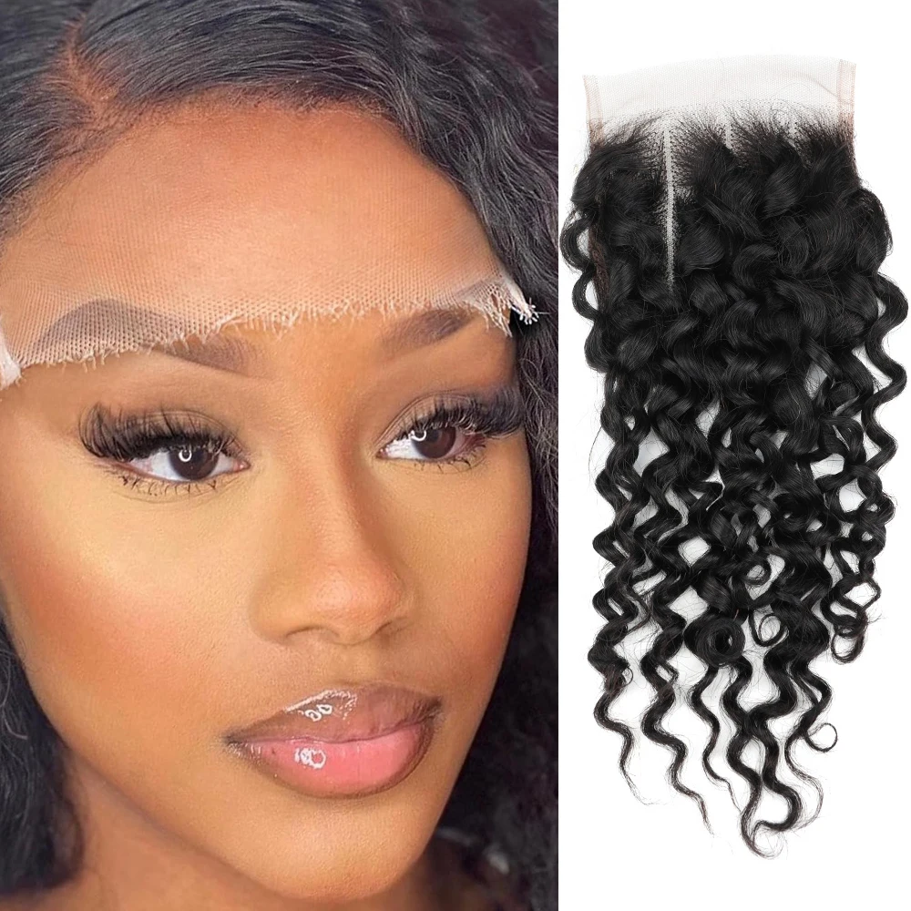 Mongolian Curls Human Hair Closure 130% Density Brazilian Remy Hair 4x4 Lace Closure Only Swiss Lace Human Hair Weaves Closure