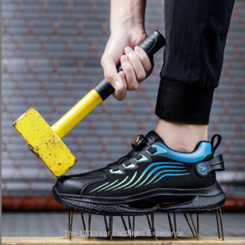 Rotating Button New Safety Shoes Men Anti-smash Anti-puncture Work Shoes Fashion Men Sport Shoes Security Protective Boots Men view 6