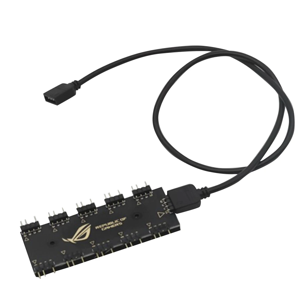 Divisor de hub de sincronização 10 RGB para placa-mãe GIGABYTE AURA Cabo de extensão de ventilador RGB Sincronização simultânea de luz