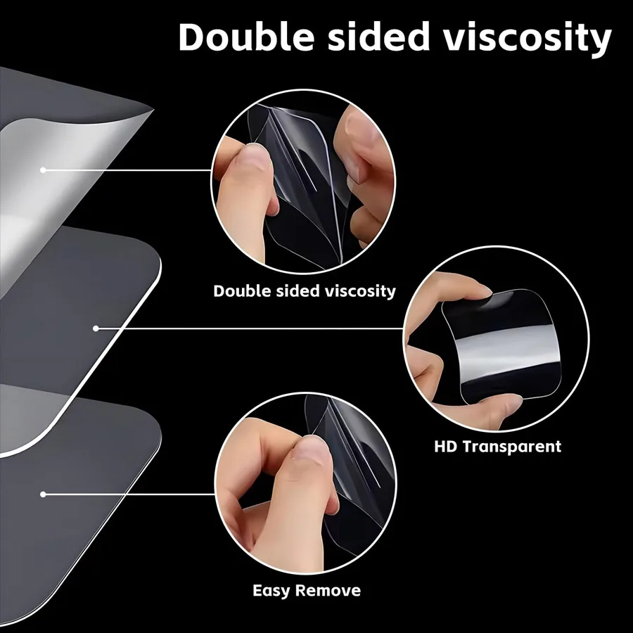 80/5Pcs Double Sided Nano Adhesive Pads 2.25x2.25 Inch Clear Heavy Duty Sticky Tape No Punching Removable Wall Stickers Strong