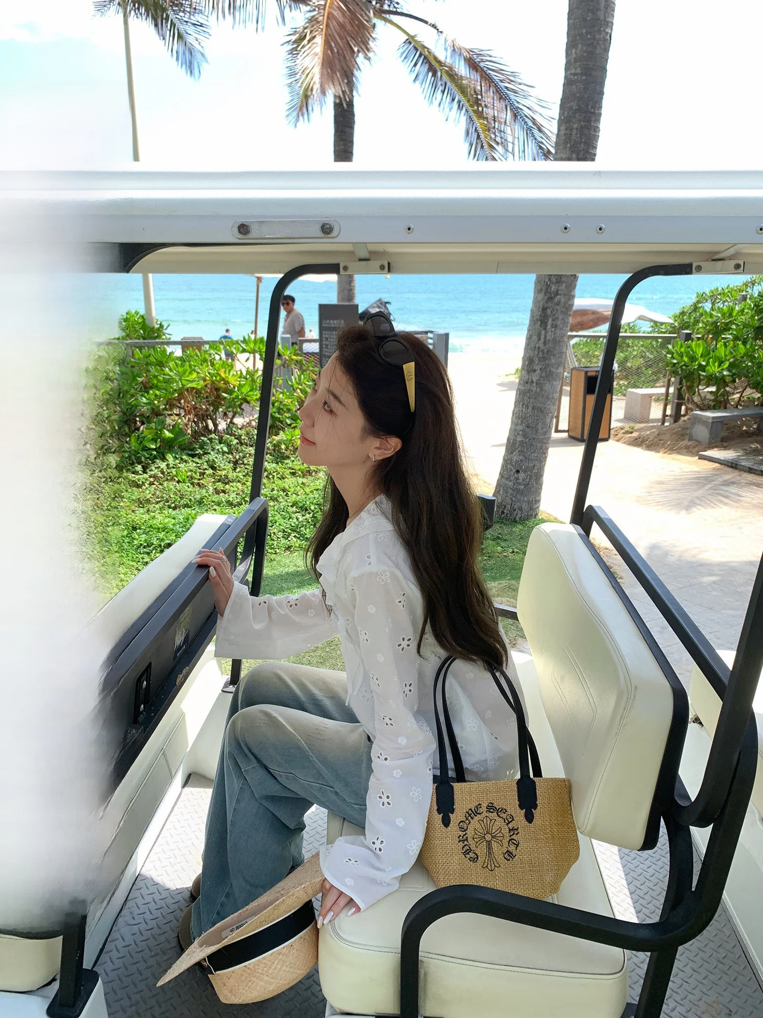 

Водорастворимая женская блузка с длинными рукавами, вышивкой, защитой от солнца, рукавами-колокол, дизайнерский топ, повседневная, из хлопка