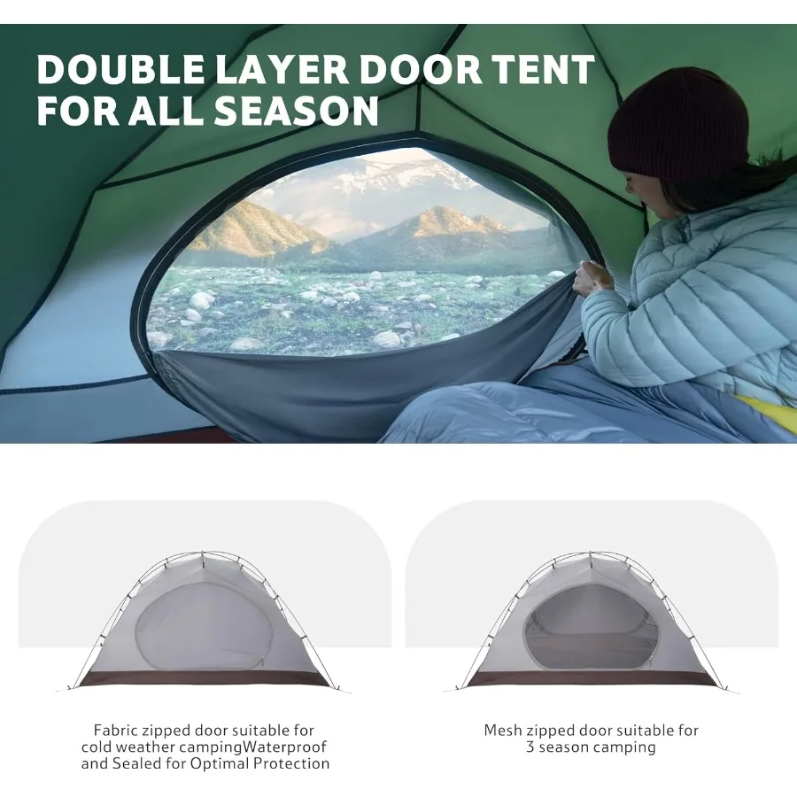 خيمة 4 فصول مقاومة للماء لشخصين على الظهر خيام للفصول الأربعة للتخييم في الطقس البارد والشتاء #3