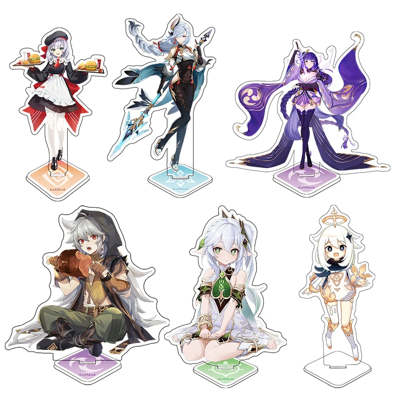 Anime Genshin darbe figürü akrilik standı Nahida Noelle Paimon Raiden raifigurine li heykelcik modeli plaka çift kaplamalı standees