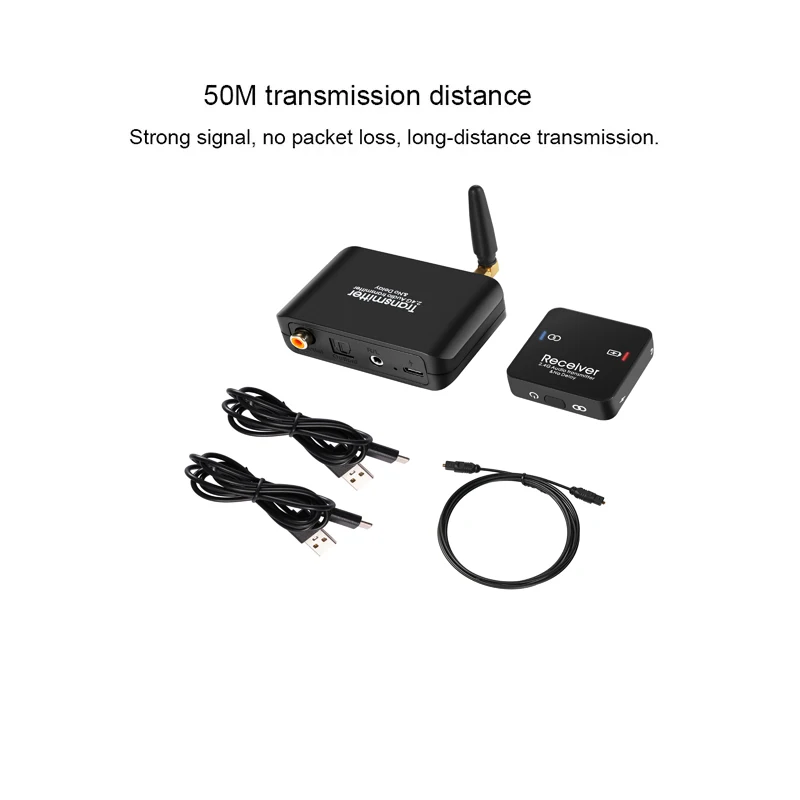 Receptor transmissor de música de áudio wi-fi sem fio 50m 2 4ghz com adaptador sem fio estéreo r/l de 3.5mm para AC-3/dts/pcm tv computador cd