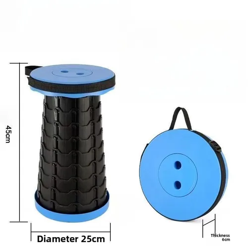 Taburete telescópico plegable, taburete portátil para exteriores, silla de plástico para cola de viaje en casa, silla de pesca ajustable en altura gruesa
