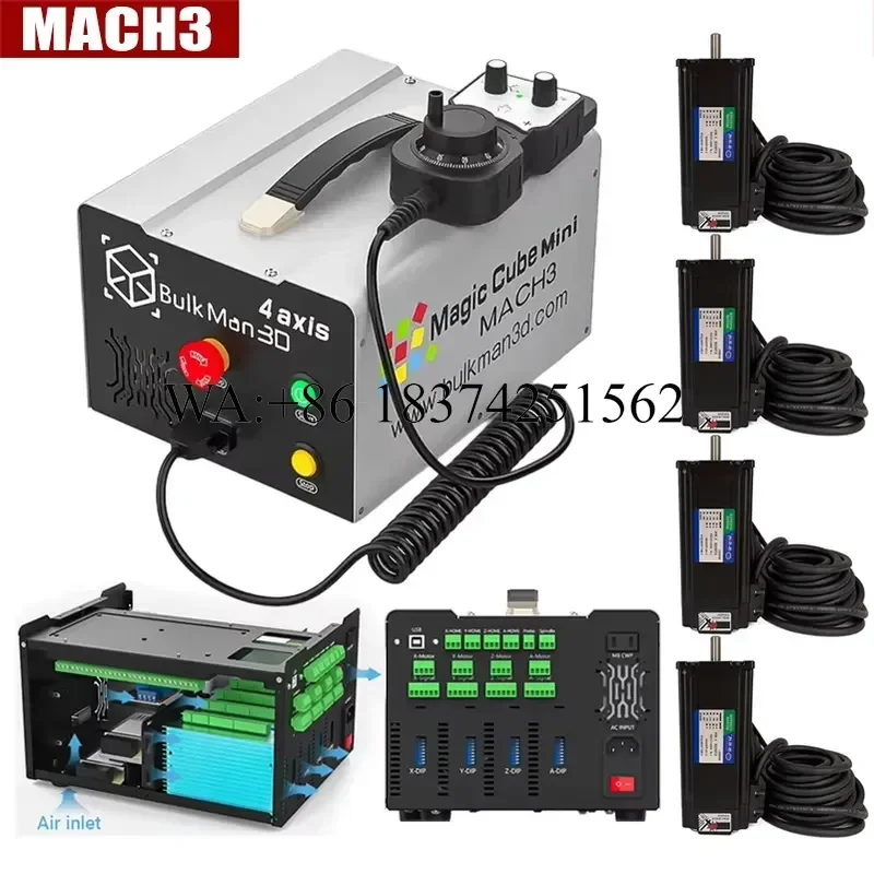 Wmwmnu for UC300 Mach3 4 Axis CNC Controller Box with MPG Handwheel 3N.m Closed Loop Stepper Motors Plug and Play