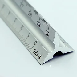 Regla técnica de ingeniero arquitecto, escala Triangular de Metal y aluminio de 30cm, 12 