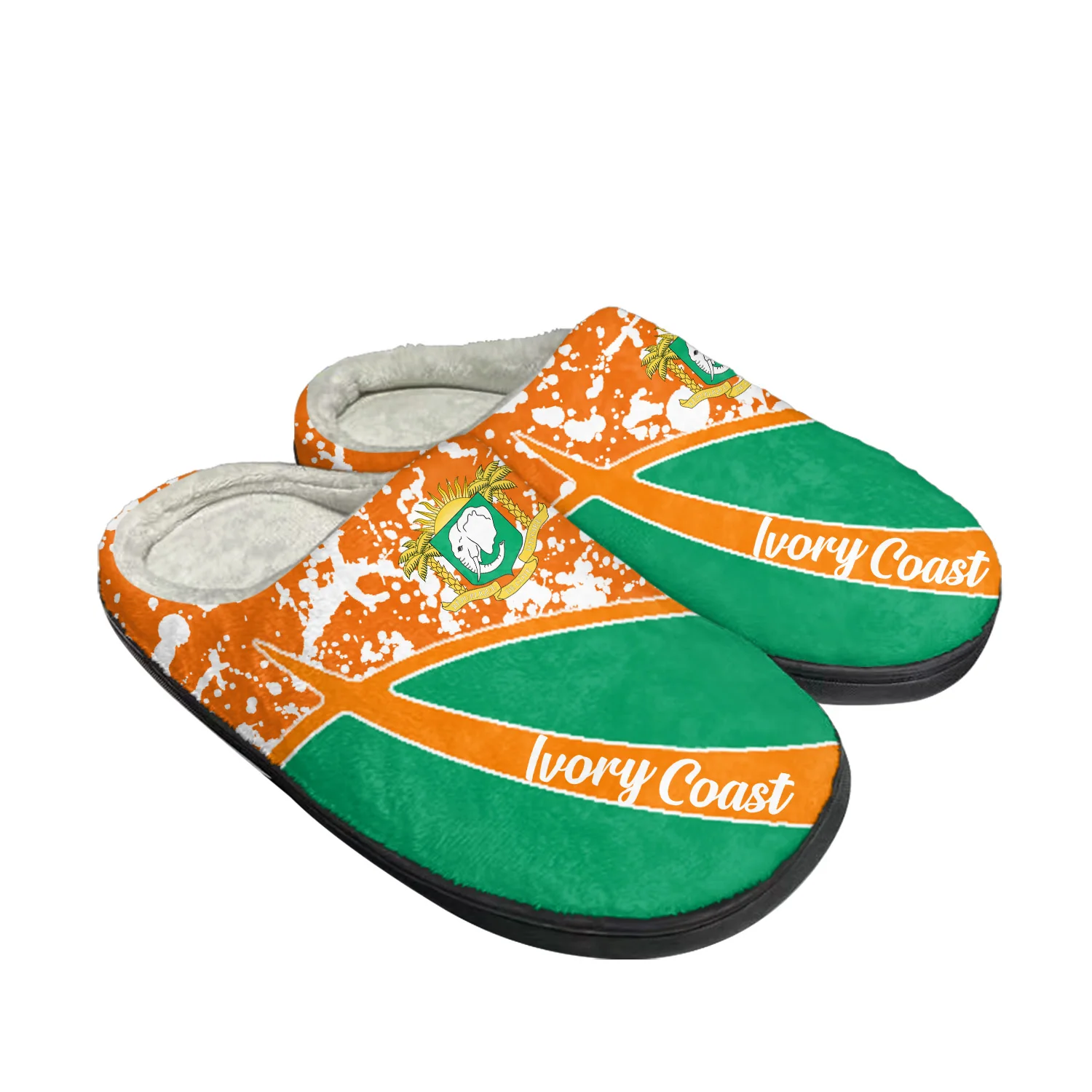 

Ivory Coast Côte d'Ivoire Home Cotton Slippers Mens Womens Plush Bedroom Keep Warm Shoes Thermal Indoor Slipper Custom Shoe