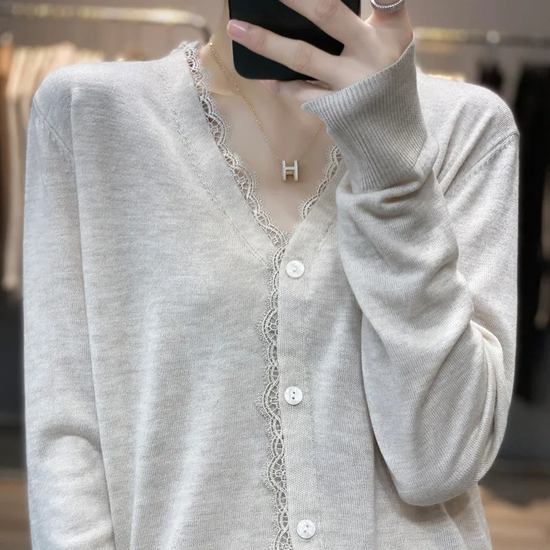 Ladies Spring And Autumn New V-Neck Cashmere cardigan Sweater women Comfortable Fashion Long-Sleeved Knitted Cardigan Top