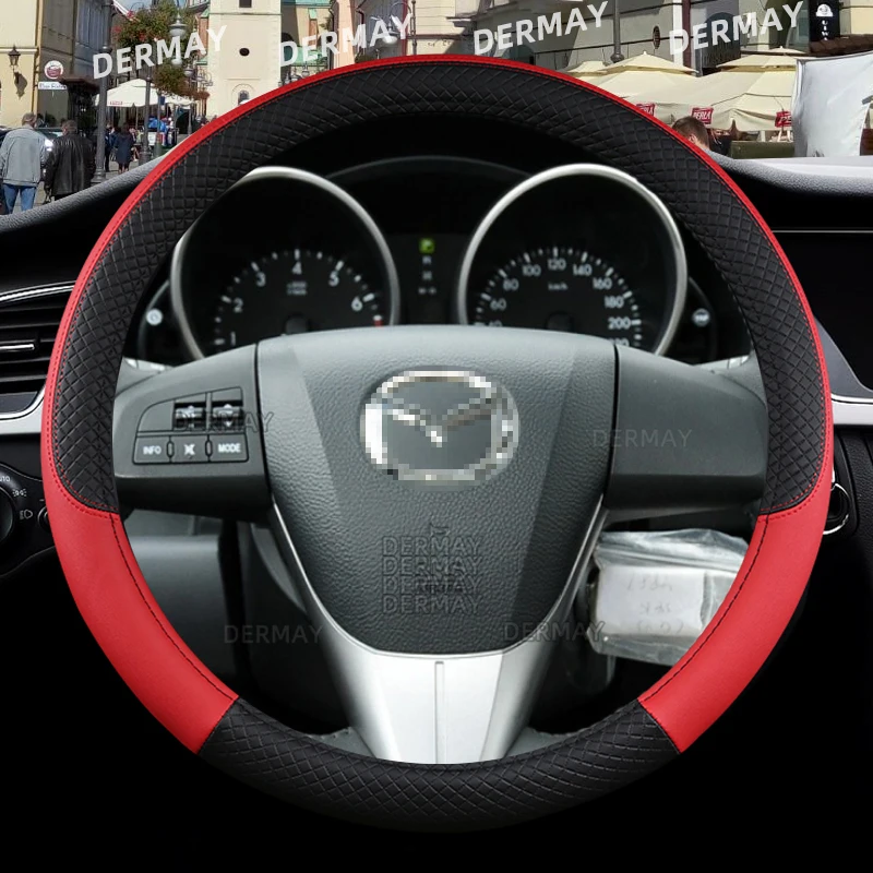 for Mazda 5 Premacy I II III 9 Colors DERMAY Car Steering Wheel Cover PU Leather Non-slip Auto Accessories Fast Shipping