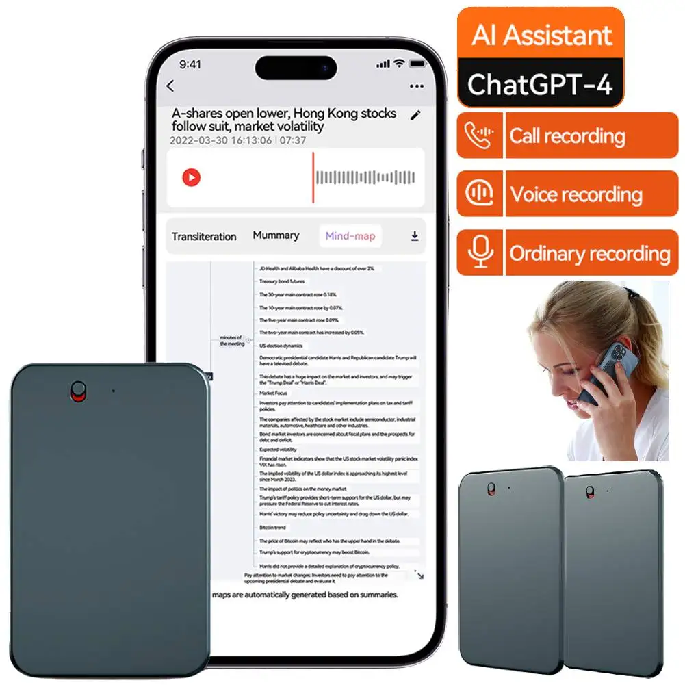 

A3 AI ChatGPT-4 умный диктофон, аудиоприложение, запись телефонных звонков, транссец, разговорный диктофон для телефонных звонков для лекций