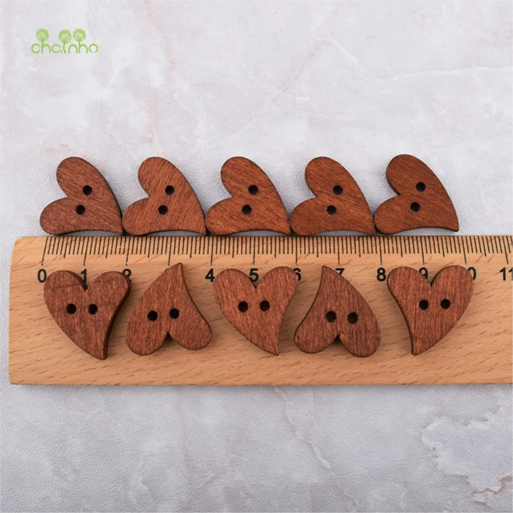 Vintage Bent Heart Shaped Wooden Buttons,100Pcs/Lot Natural Wood 2-Hole DIY Sewing Buttons,Craft Supplies For Clothing,20x14.7mm