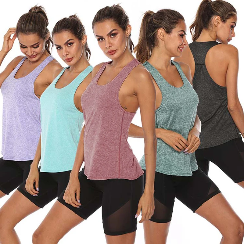 Quick-Dry Women\'s Yoga Shirts Sleeveless,Athletic Fitness Racerback Sports Vest,Comfortable U-neck VestTraining Sport Tank Tops