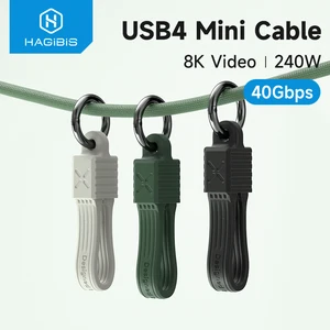Kabel USB 4 Hagibis Gantungan Kunci Portabel Kabel USB C ke Tipe C Pendek 240W 40Gbps untuk Bank Daya SSD Thunderbolt 3/4 iPhone 16 Pro 8 kabel penjualan terbaik thunderbolt 4 - №