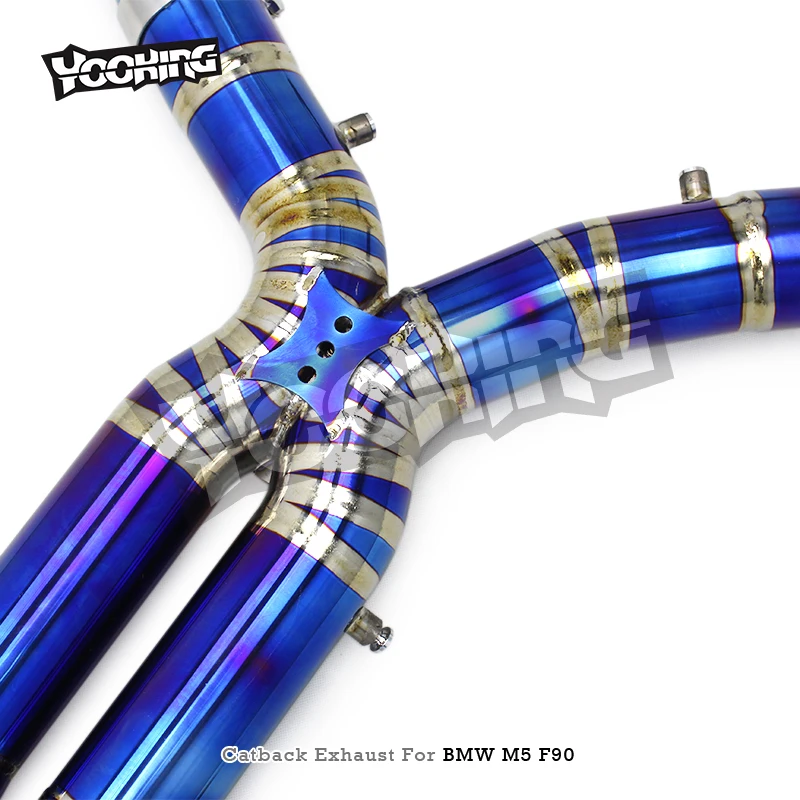 Yooking Valvetronic Catback Exhaust untuk BMW M5 F90 LCI 4.4T 2018-2024 Titanium Blue Valved Muffler Dengan OPF