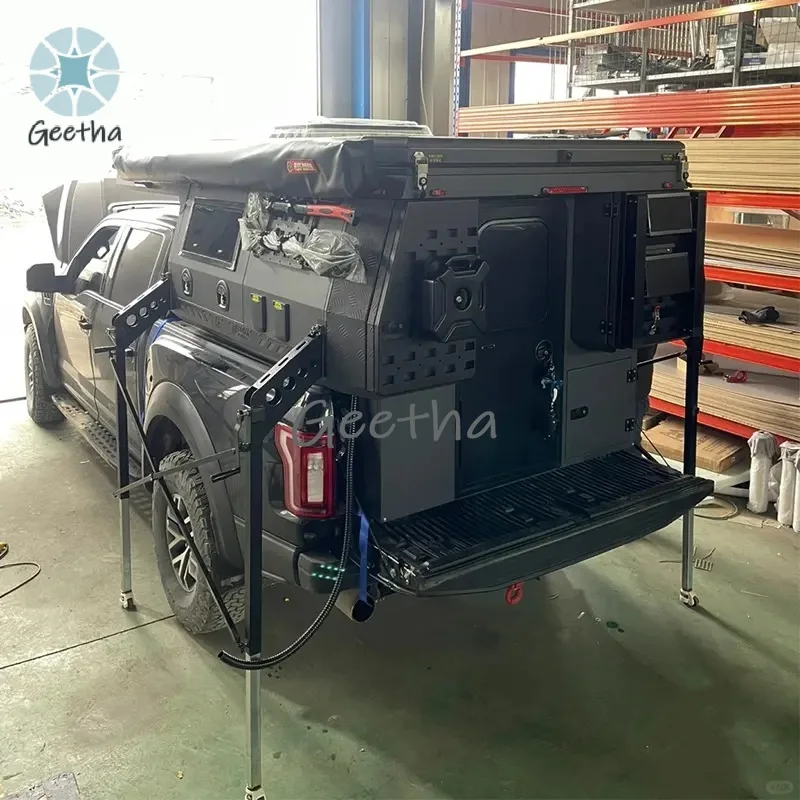 For Truck Bed Topper Aluminum Canopy Camper F150 Hard Camper Shell Pickup for Toyata Tacoma Camper Trailer with Rack for Hilux