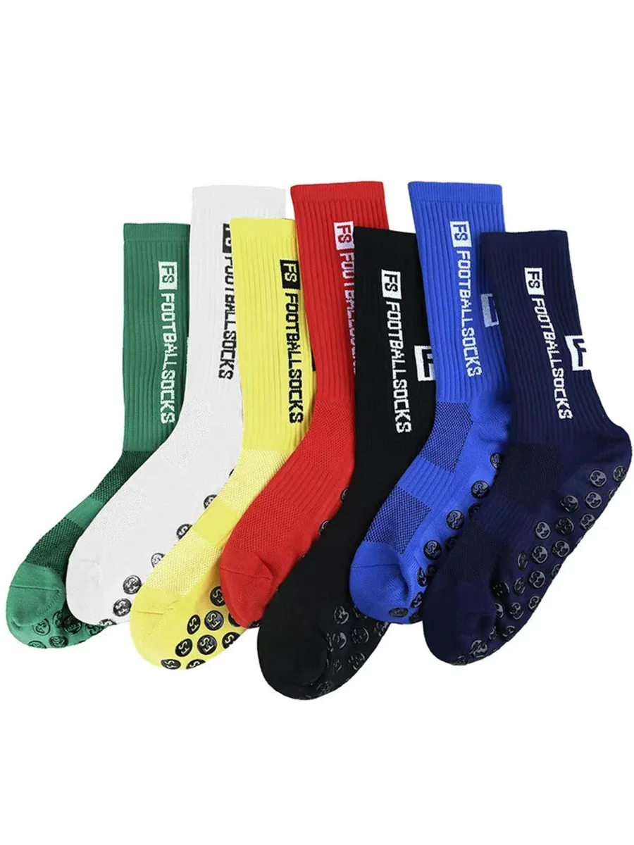 4/1 paire nouveau Style FS chaussettes de Football rondes en Silicone ventouse poignée anti-dérapant chaussettes de Football sport hommes femmes Baseball Rugby chaussette