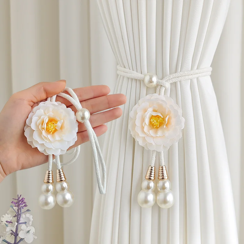 2pcs Creative French-Style Floral Curtain Tiebacks, Adjustable Window Sheer Tie Straps, Light Luxury High-End Home Decor