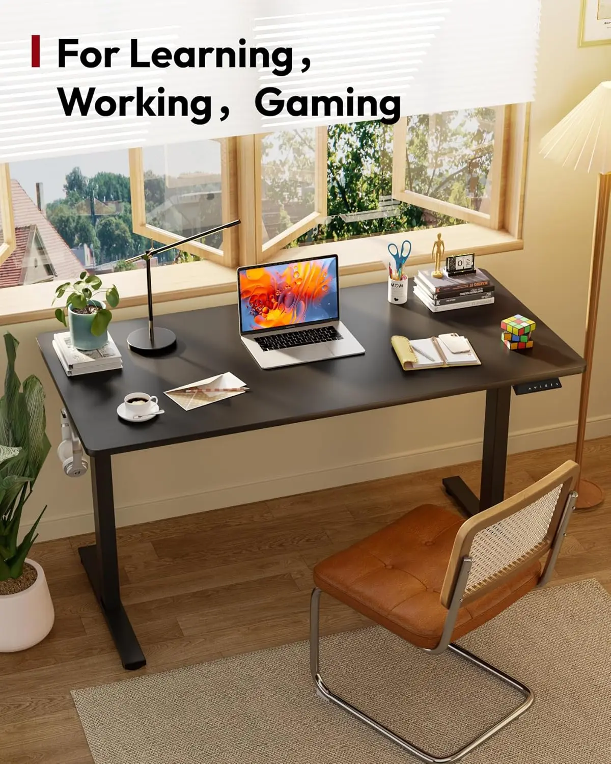 Electric Standing Desk 71x32' Height Adjustable with 6-Button Controller, Black Frame & Tabletop