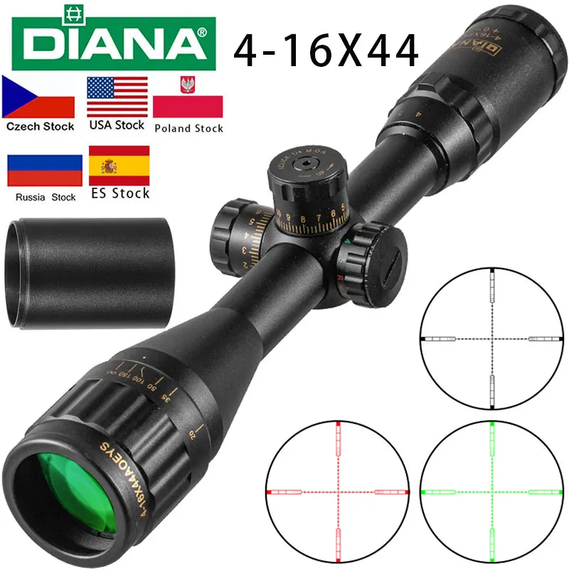 DIANA 4-16x44 ST Tactical Optic Sight Green Red Illuminated Riflescope Hunting Rifle Scope Sniper Airsoft Air Guns