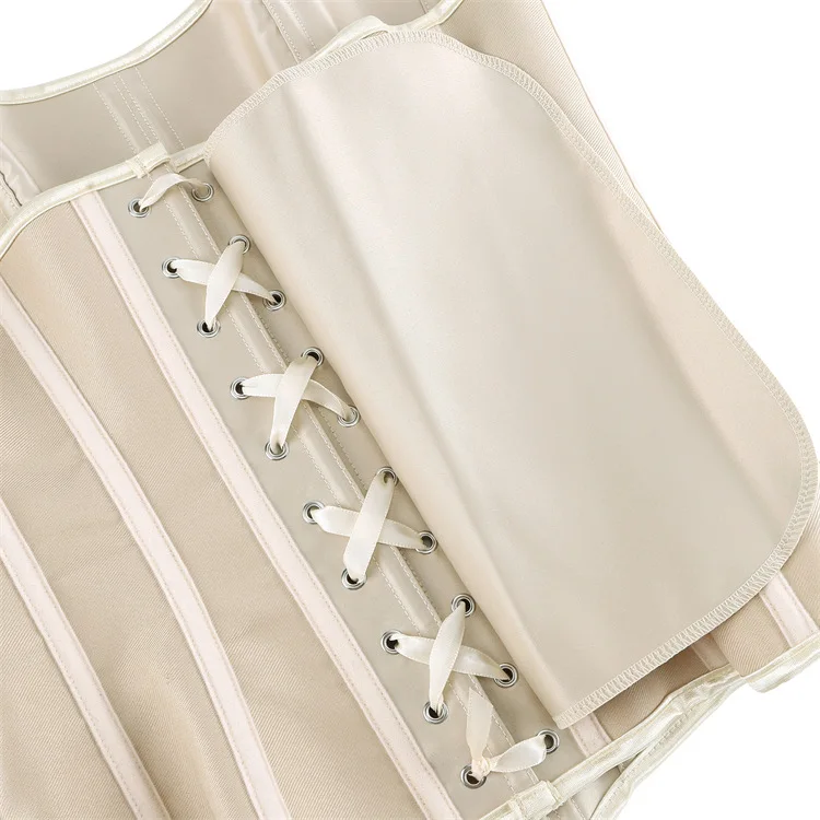 Frauen Vollbrust Korsett Top Schwarz Weiß Satin Einfache Elegante Bustier Gothic Zipper Taille Cincher Shapewear Sexy Korset – Detail 27