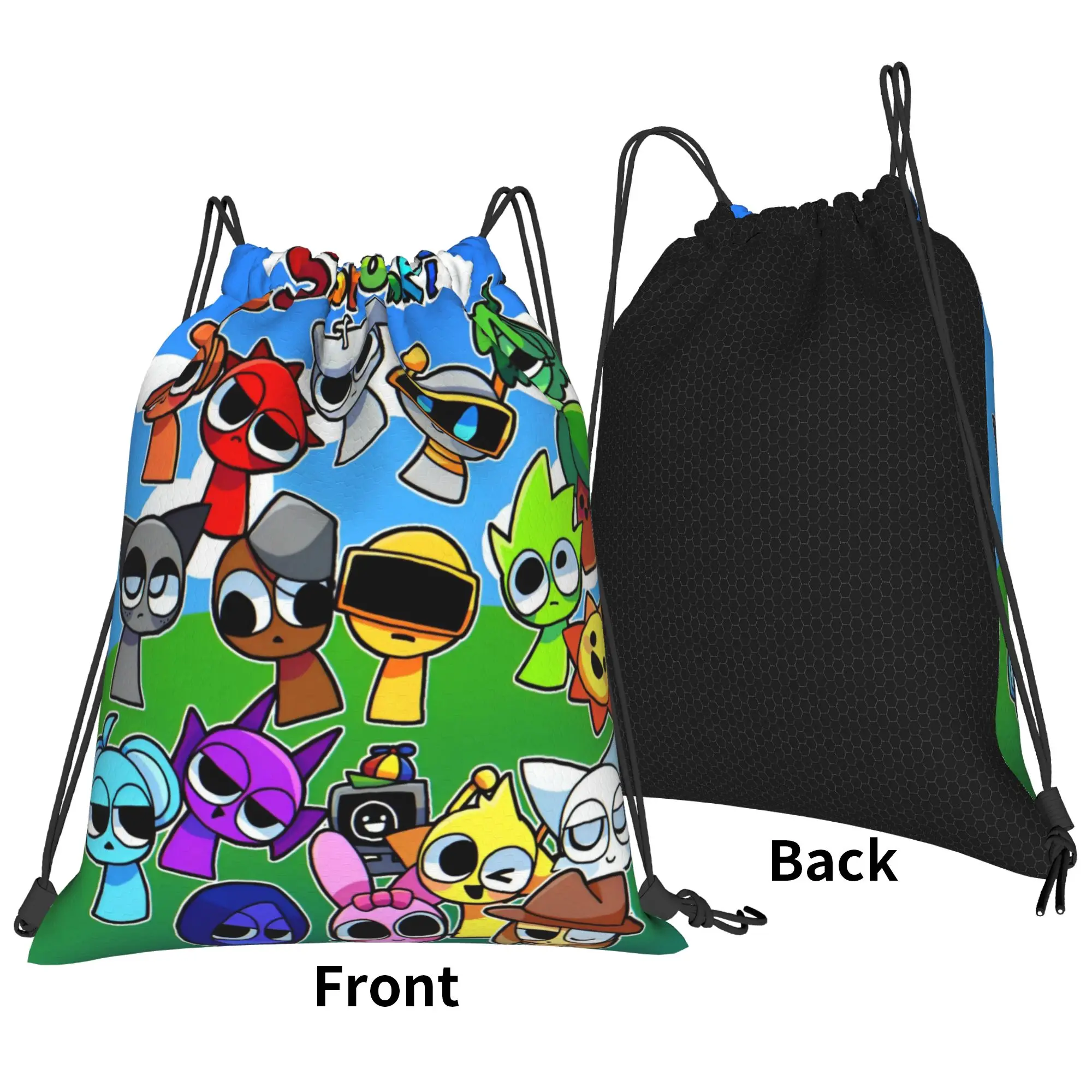 Sprunki Characters Game Drawstring Backpack Sports Gym Sackpack Water Resistant  String Bags for Yoga 36cm (W) x 43cm (H)